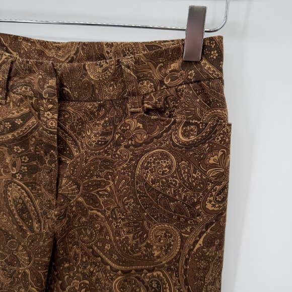 Vintage 90s Y2K Bootcut Paisley Pants Size 2P Boho Hippie Forest Brown Mid Rise - Picture 3 of 9